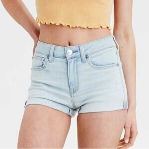 NWT AE American Eagle Ne(x)t Level Hi-Rise Shortie Light Wash Size 10